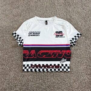 Kids Racing Graphic Tee - White and Black